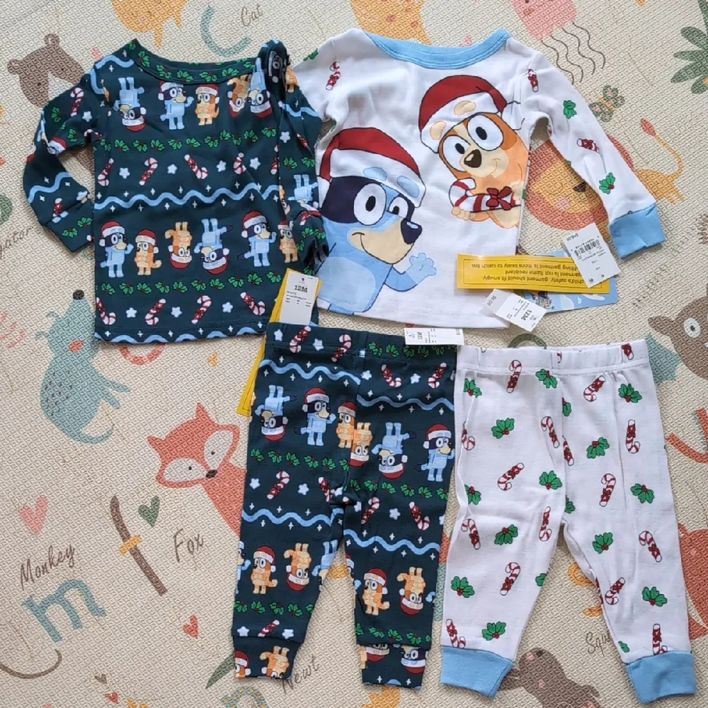 Bluey Holiday Pajamas Set, 12 Months